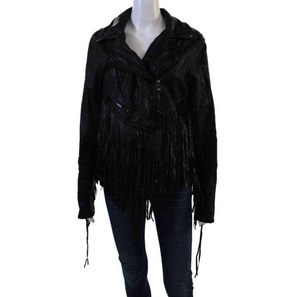 BLANKNYC Womens Black Biker Motorcycle Jacket Collared Snap Size L